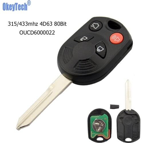 OkeyTech Remote Car Key For Ford Edge Escape Expedition Flex Fusion Mustang Taurus Lincoln 315/433mhz 4D63 80Bit Chip Fob Blank