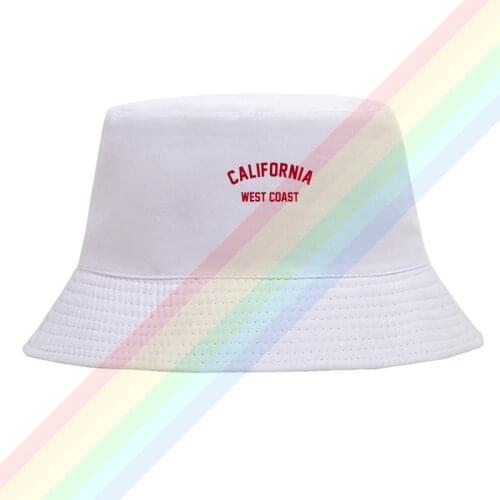 California West Coast Red Logo Flat Top Breathable Bucket Hats Unisex Summer Printing Fishermans Hat