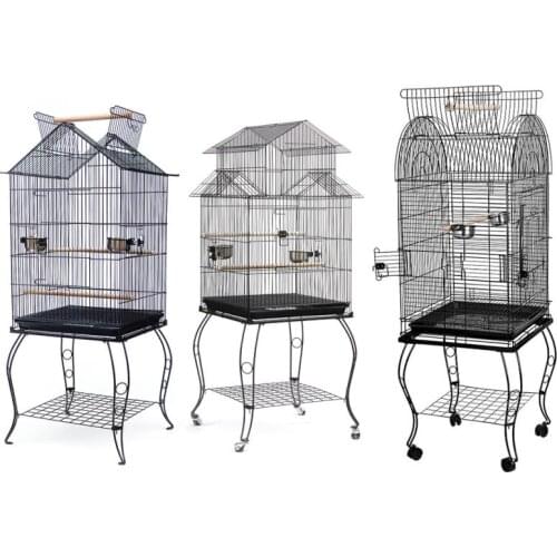 Bird Cage Iron Bird Parrot Cage Macaw Cockatoo Parakeet Cage + Stainless Steel Bowl & Lockable Wheels Bird Home Hwc