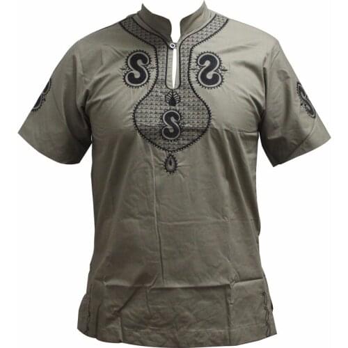 Рубашка мужская Dashiki New Design Mens Embroidery Short Sleeve Best Colors Traditional Mali African Muslim T-shirt
