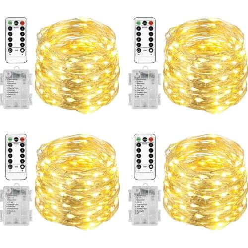 Fairy Lights Battery Operated USB with 13 Key Remote 33ft 100 50LED Waterproof Copper Wire Lights Festival Party 8 Modes
