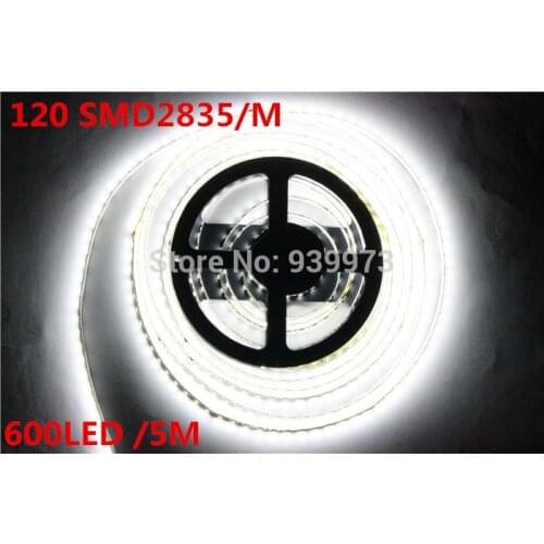 Super Bright 5M 2835 SMD 120led/m 600Leds White Warm White Flexible LED Strip 12V Non-Waterproof free shipping