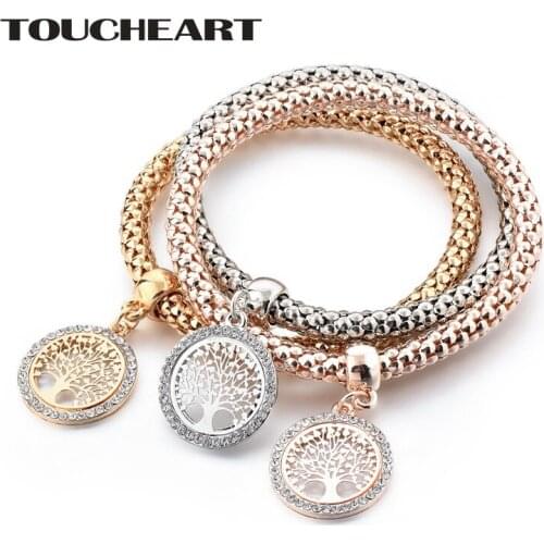 TOUCHEART 3 pcs/set Round Shape Tree Of Lif Bracelet & Bangles Charms For Women Jewelry Making Friendship Bracelets SBR180085