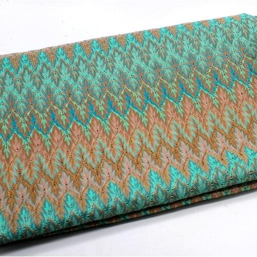 Zig Zag Knits Lace Fabrics 1 Meter For Dress Green Wave Striped Crochet Mesh Fabrics Diy Fashion Cloth Maple Leaf 150CM Wide