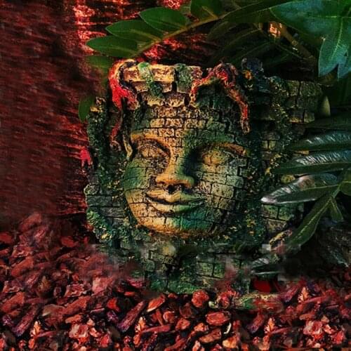Mysteriou Mayan landscap Ornaments Mask Reptile And Fish Tank Shelter Accessorie Terrarium Decor Aquarium Background Accessories