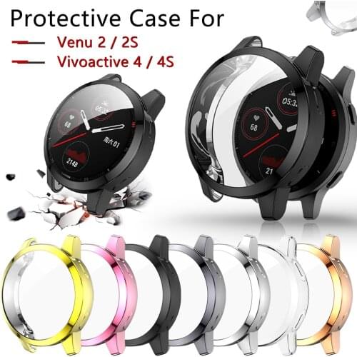 Screen Protector Case for Garmin Venu 2 / 2S Ultra Slim Soft TPU Smart Watch Cover for Vivoactive 4 / 4S Protective Bumper Shell