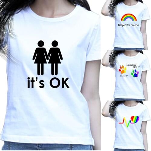 Women T Shirts Rainbow FLAG LOGO LGBT Symbol For Gay Pride Tops T-shirt Harajuku Graphics Female Girls ​Fashion Clothes Tees