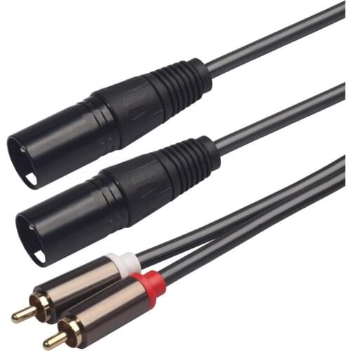 1.5m Dual RCA Male to Dual XLR Male Cable 2XLR to 2RCA Plug StereoCopper Conductor Gold Plated RCA Head Audio Cable