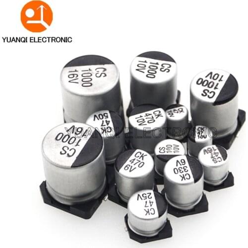 10PCS SMD Aluminum Electrolytic Capacitor 6.3V 10V 16V 25V 35V 50V 1UF 2.2UF 4.7UF 10UF 22UF 47UF 100UF 220UF 330UF 470UF 1000UF
