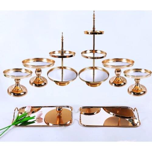 4pcs-9pcs gold cupcake wedding cake stand barware decorating cooking cake tools bakeware set party dinnerware