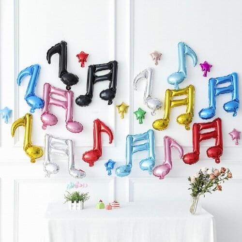 5pcs Music Note Foil Balloons Aluminum Mylar Balloons Air Globos Wedding Birthday Party Decorations Musical Event Supplies