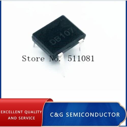 50PCS DB107 DIP4 Single Phase 1A Glass Passivated Bridge Rectifiers Diode with