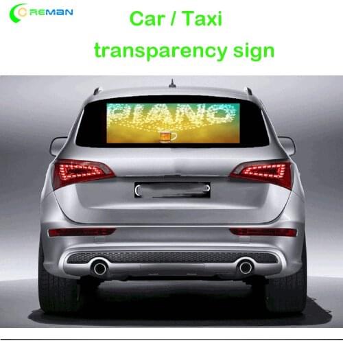 Car taxi roof back window high bright transparency glass led sign banner , video image car top led digital display