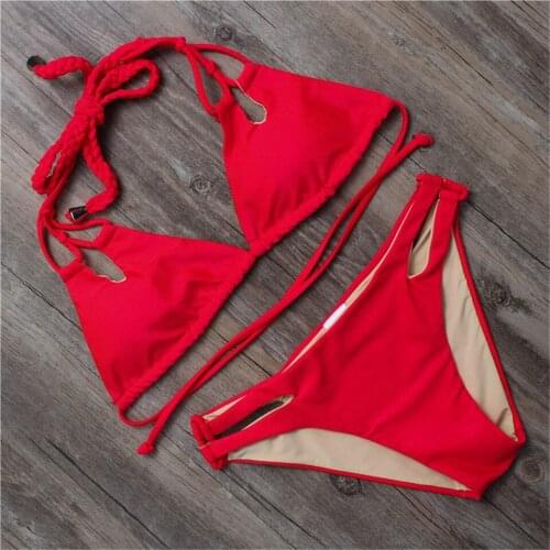 BANDEA Women 2019 Bikini Set Vintage Swimsuit Women Halter Top Swimwear Cut Out Bathing Suit Print Swimming Suit For Women HA016