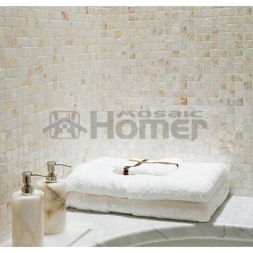 White bathroom mosaic tiles, mother of pearl tiles mother of pearl backsplash shell tiles mesh backing 2mm thick