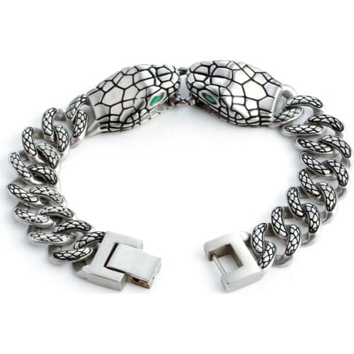 Cuban Chain Snake Bracelet Ancient Egyptian Style Bracelet For Men and Women High Quality Stainless Steel 12.8mm Width