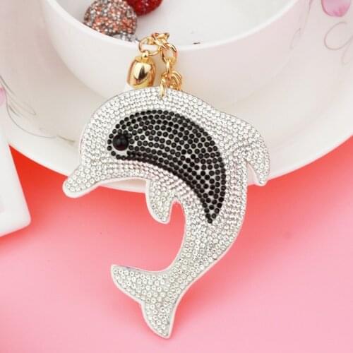Dolphin Shape Rhinestone Tassel Keychain Bag Handbag Key Ring Car Key Pendant Key Chains Delicate New