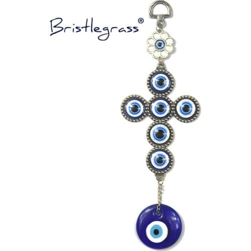 BRISTLEGRASS Turkish Blue Evil Eye Flower Cross Amulets Lucky Charm Car Wall Hanging Pendants Pendulum Blessing Protection Decor