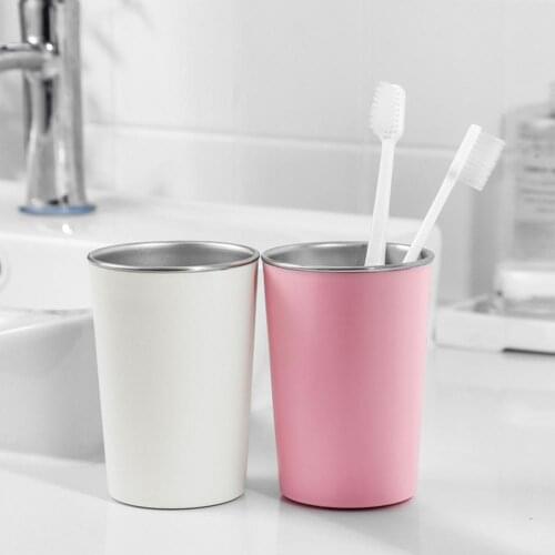 Toothbrush Cup High Compatibility Multi-functional Stainless Steel Nordic Style Mouthwash Cup for Bathroom