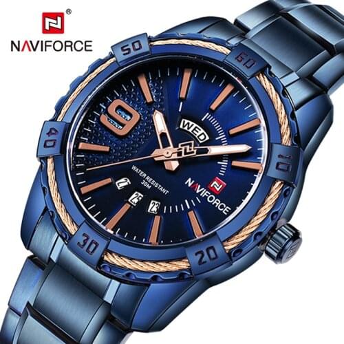 NAVIFORCE Luxury Brand Mens Fashion Sport Quartz Wristwatch Military Watches Stainless Steel Waterproof Clock Relogio Masculino
