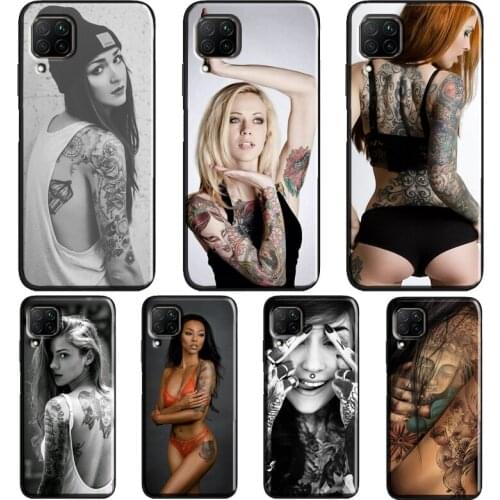 Sexy Sleeve Tattoo Girl Case For Huawei P30 Lite P20 P40 Pro Mate 20 P Smart 2021 2019 Nova 5T Honor 9X 8X 10i 8A
