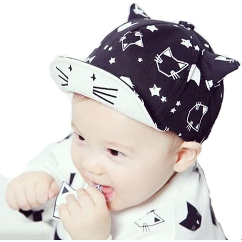 New Bull Horn Kids Infant Hat Spring Fall Cat Ears Baby Soft Brimmed Baseball Cap Birthday Party Hats Fashion Cute Boys Girls