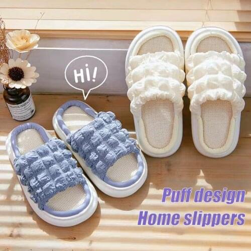 Unisex Home cotton Linen Shoes WomensThick Bottom Slippers Indoor Floor Slides Spring and Autumn Couples Mute Slippers Sandals