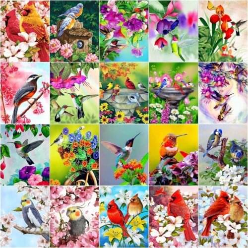 GATYZTORY Oil Paint By Number Flower Bird Kits Home Decor Painting By Numbers Animal Drawing On Canvas HandPainted Art Gift