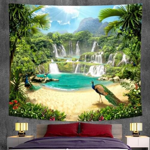 Plant and flower fantasy scene home decoration tapestry Mandala tapestry Hippie Bohemian decorative yoga mat bedroom sheet