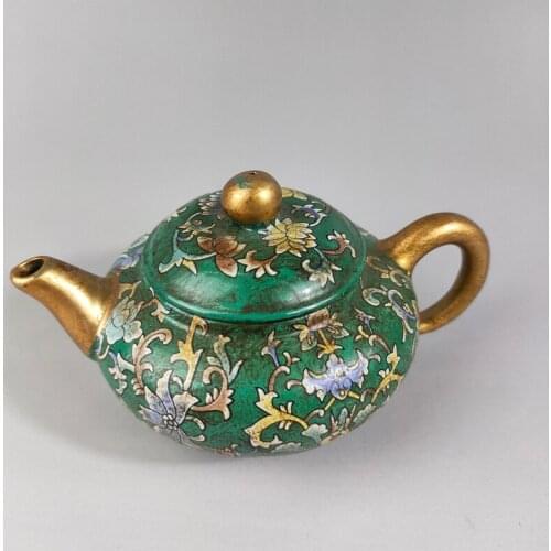 Exquisite Chinese Classical Traditional Craft Collection Home Decoration Gift Painted with Auspicious Pattern Purple Clay Teapot