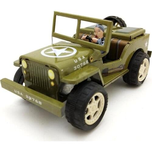 Classic Car Tin Wind Up Clockwork Toys SUV Car Wind-up Tin Toy For Children Adults Educational Collection Gifts