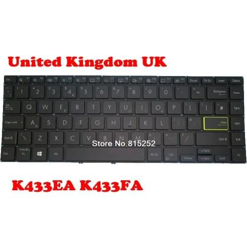 Laptop Keyboard For ASUS K433EA K433FA Without Frame Black United Kingdom UK NO Backlit Film