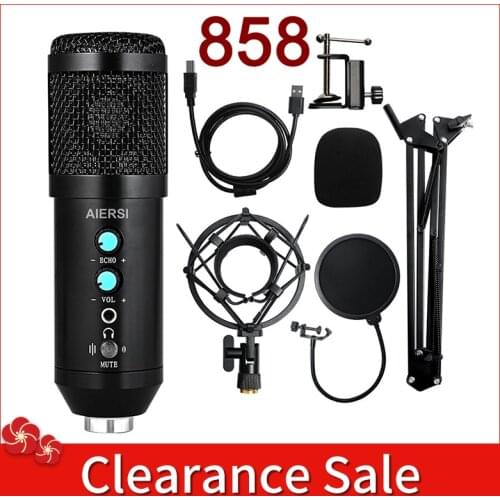 Aiersi Metal USB Condenser Recording Microphone For Laptop Computer Recording Studio Streaming Karaoke Youtube TIKTOK