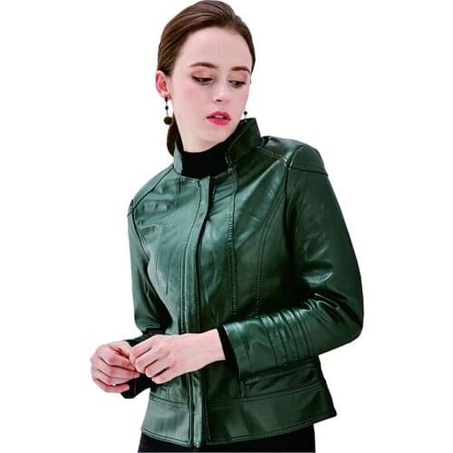 Korean Temperament Autumn Winter Women Coats New Fashion Plus Size 7XL Female Overcoat Lady Elegant Slim PU Leather Jacket OK834
