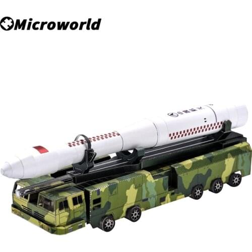 Microworld 3D Metal Puzzle Rocket Transporter Model Laser Cut Jigsaw Puzzle Learning Toy Stainless Steel Car Model DIY For Adult