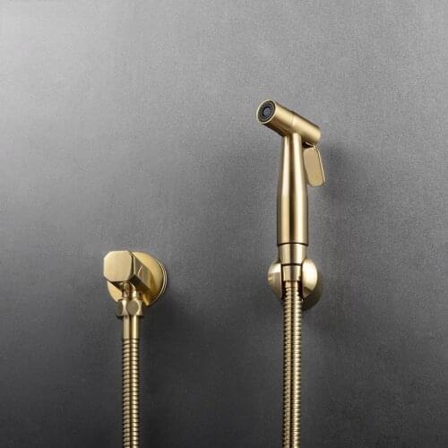 Bathroom Toilet Bidet Tap Kit. Brushed Gold Wall Mounted Bidet Sprayer Shower with Shut-Off Valve Black , Rose Gold
