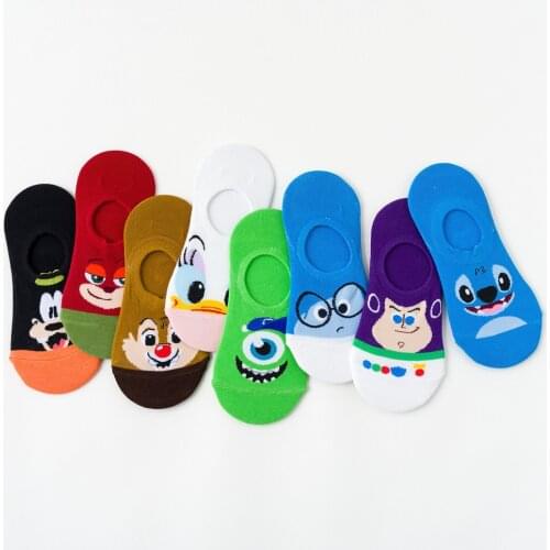 8 Pairs Disney Womens Cotton Invisible No show Socks non-slip Summer Silicone Short Socks Fashion Cute Thin Ankle Boat Socks