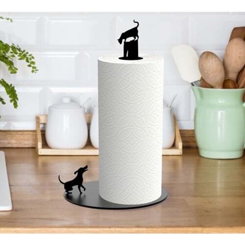2021 New Stainless Steel Kitchen Roll Paper Towel Rack Holder Accessory Dining Table Vertical Napkins Storage Black