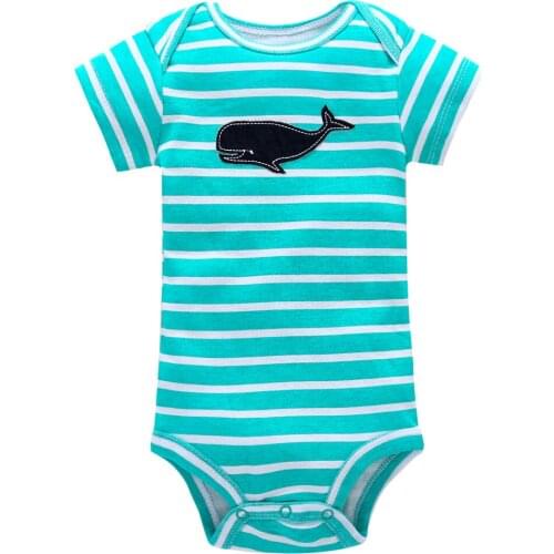 2021 New Summer Baby Boys Girls Clothes Stripe Cartoon Animals Romper Newborn Short Sleeve O-neck Jumpsuit Bodysuit Outfits