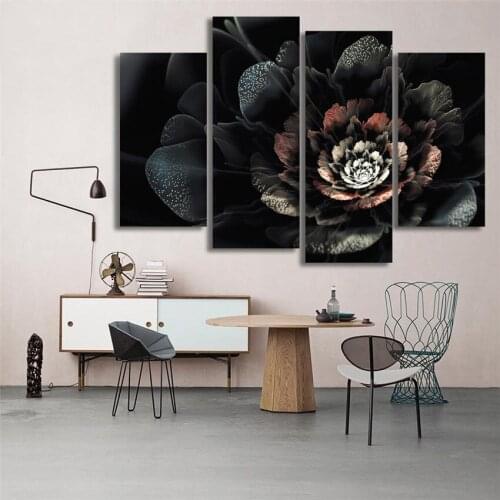New Arrival Black Lotus Canvas Painting Abstract Flower Painting On Canvas Cuadros Abstractos Wall Pictures For Home Decoration
