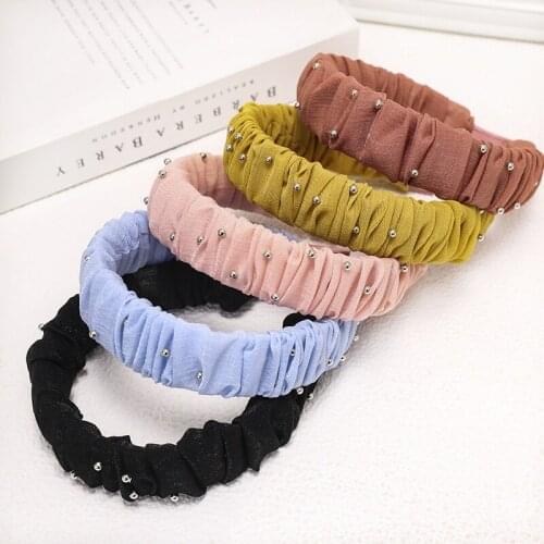 2020 Vintage Fold Bead Jewel Bella Bezel Hair Bands For Women Hair Clips Headband Girls Hair Accessories Haar opaska diademas