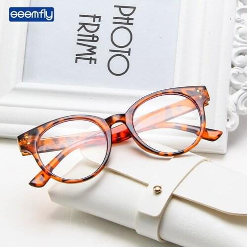 Seemfly Vintage Anti-blue Light Round Glasses Frame High Definition Clear Lens Plain Glasses Colorful Soft Frame Goggles Unisex
