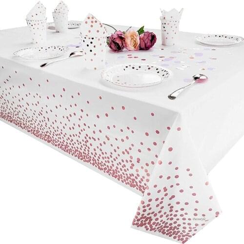 Hot Stamping Polka Dot Birthday Party Decoration Tablecloth Disposable PEVA Plastic Tablecloth Cover Birthday Party Decoration