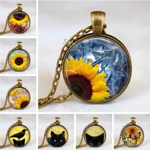 Wholesale Sunflower Necklace Yellow Sunflower Pendant Sunflower Charm Jewelry Spring Jewelry Yellow Flower