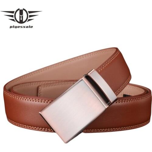 Plyesxale Designer Belts Men High Quality Genuine Leather Belt Mens Belts Luxury Ceinture Homme Luxe Marque Brown Automatic G50