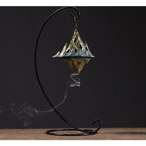 Lotus Hanging Incense Burner Vintage Smoke Backflow Brass Insence Burner Holder Cone Metal Brule Parfum Smoke Decor AC50NB