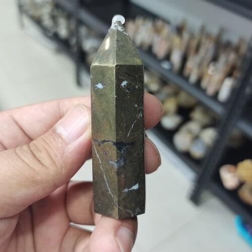 RareNatural Copper Pyrites Wand Healing Crystal Six Siege Point Minerale Gemstone Obelisk Home Art Decoration Reiki Chakra Gift