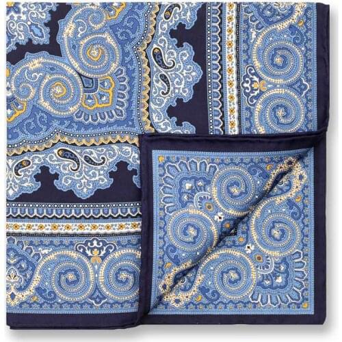 Luxury Fashion Paisley Print Hankies Mens Pocket Towel Mens Business Suits Pocket Square Handkerchiefs for Wedding 100% Silk