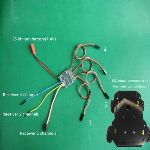 Replacement 4CH Dual Way Brushed ESC 1.8A 6V-10V 2S Bidirectional Electronic Speed Controller BEC for RC Model