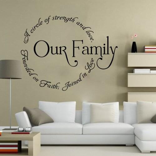 Large Our Family Circle Qutoe Wall Sticker Living Room Bedroom Our Family Love Faith Quote Wall Decal Kitchen Vinyl Decor